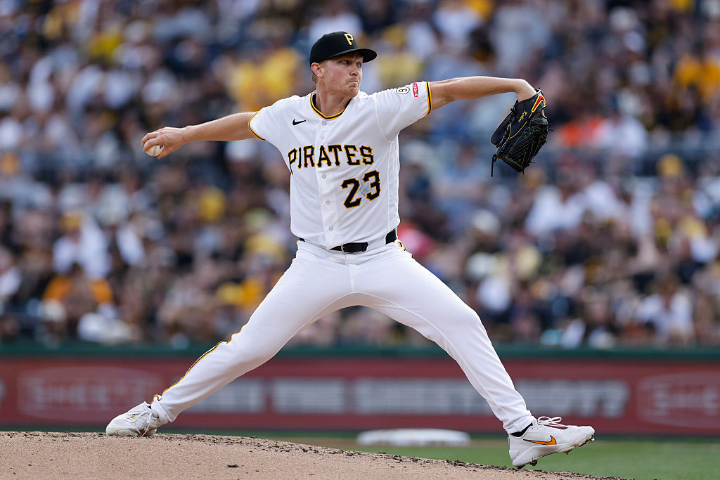 PITTSBURGH, PA - APRIL 03: Mitch Keller (23) of the Pittsburgh Pirates delivers a pitch during the game against the Baltimore Orioles on April 03, 2026 at PNC Park in Pittsburgh, Pennsylvania. (Photo by Joe Robbins/Icon Sportswire via Getty Images)