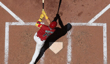 Gabriel Moreno #14 of the Arizona Diamondbacks...
