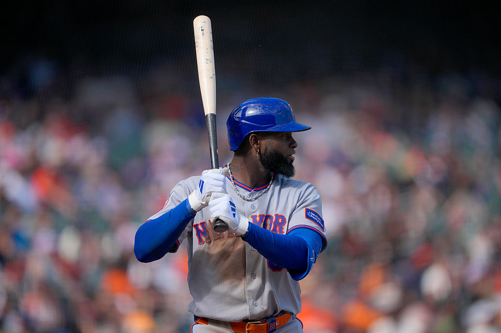 SAN FRANCISCO, CALIFORNIA - APRIL 05: Luis Robert Jr. #88 of the New York Mets bats against the San Francisco Giants in the top of the ninth inning of a major league baseball game at Oracle Park on April 05, 2026 in San Francisco, California. (Photo by Thearon W. Henderson/Getty Images)