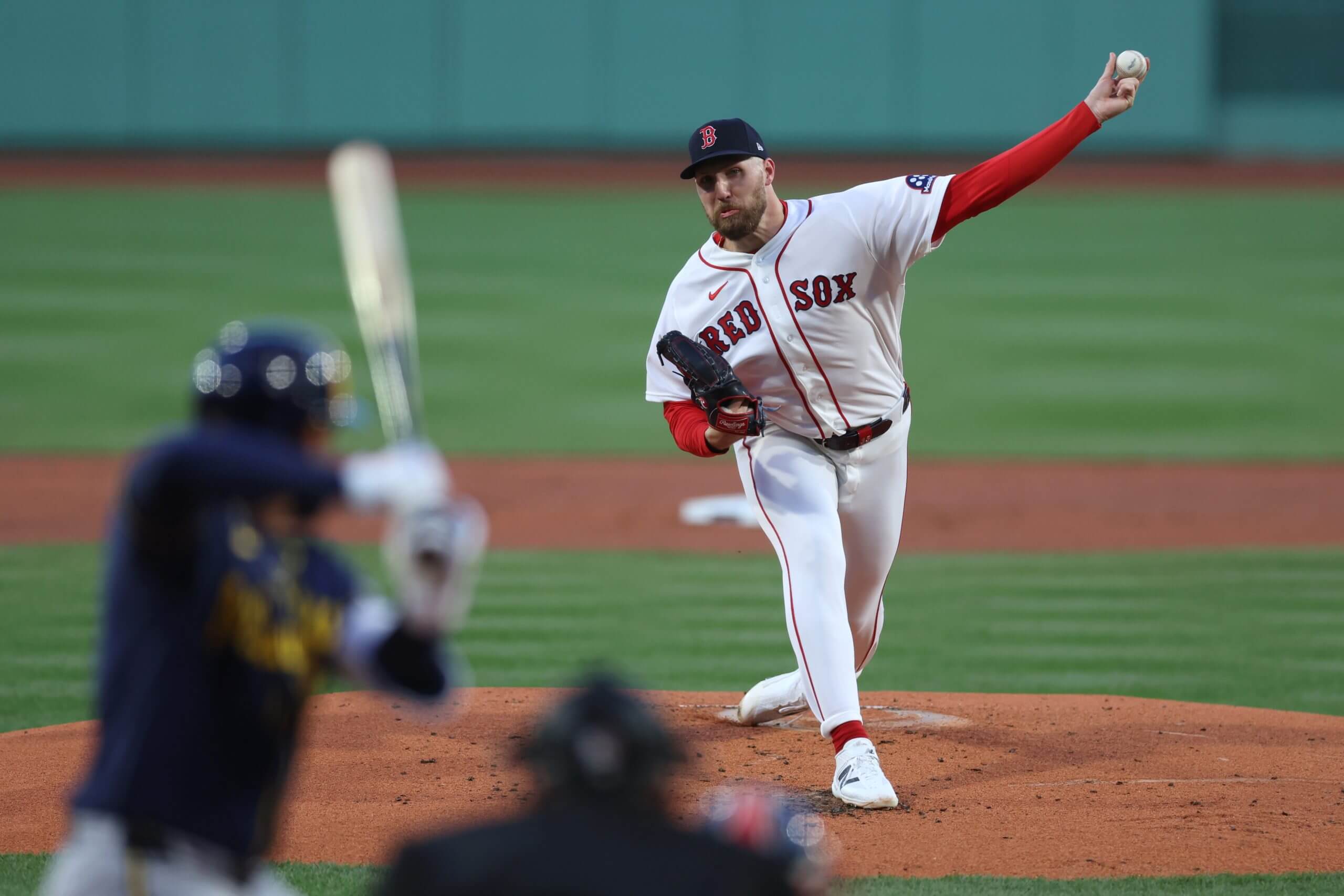 Garrett Crochet delivers a pitch against the Milwaukee Brewers on April 7, 2026.