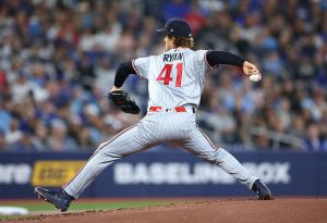 TORONTO, ON - APRIL 11: Joe Ryan #41 of the Minnesota Twins pitches during a game against the Toronto Blue Jays at Rogers Centre on April 11, 2026 in Toronto, Ontario, Canada. (Photo by Vaughn Ridley/Getty Images)