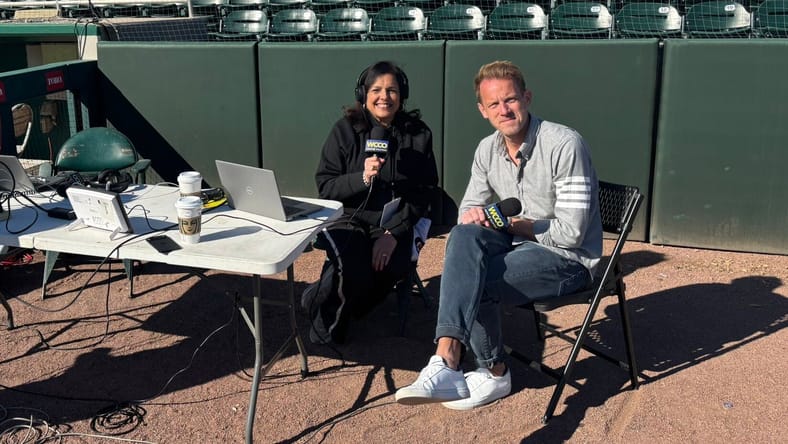 Tom Pohlad doing an interview with local radio - Minnesota Twins