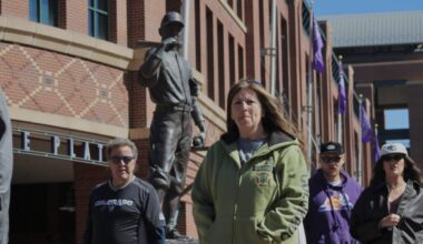Downtown Denver awash with purple for Rockies Opening Day