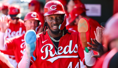 Elly De La Cruz celebrates after a big play for the Cincinnati Reds as he continues his rise as one of MLB’s most exciting young stars.