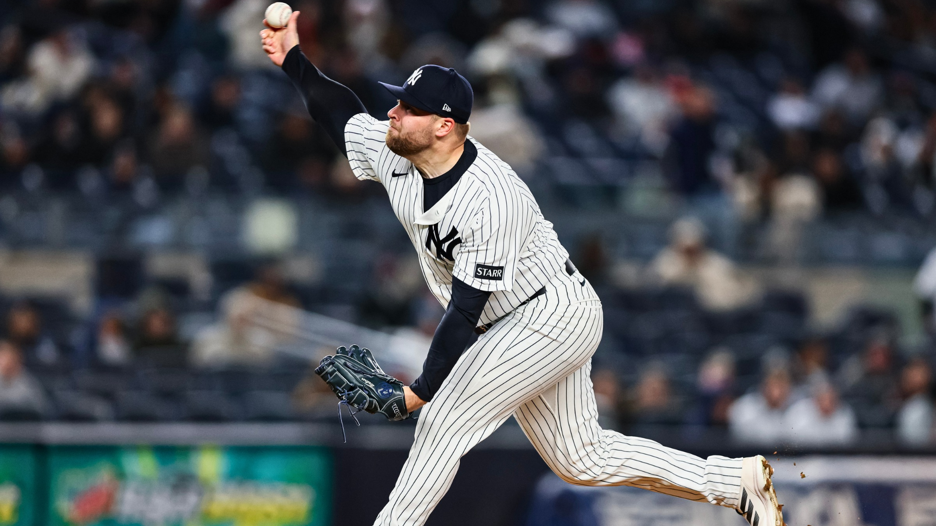David Bednar #53 of the New York Yankees throws a pitch against the Athletics during the ninth inning at Yankee Stadium on April 08, 2026 in New York City. (Photo by Caean Couto/Getty Images)