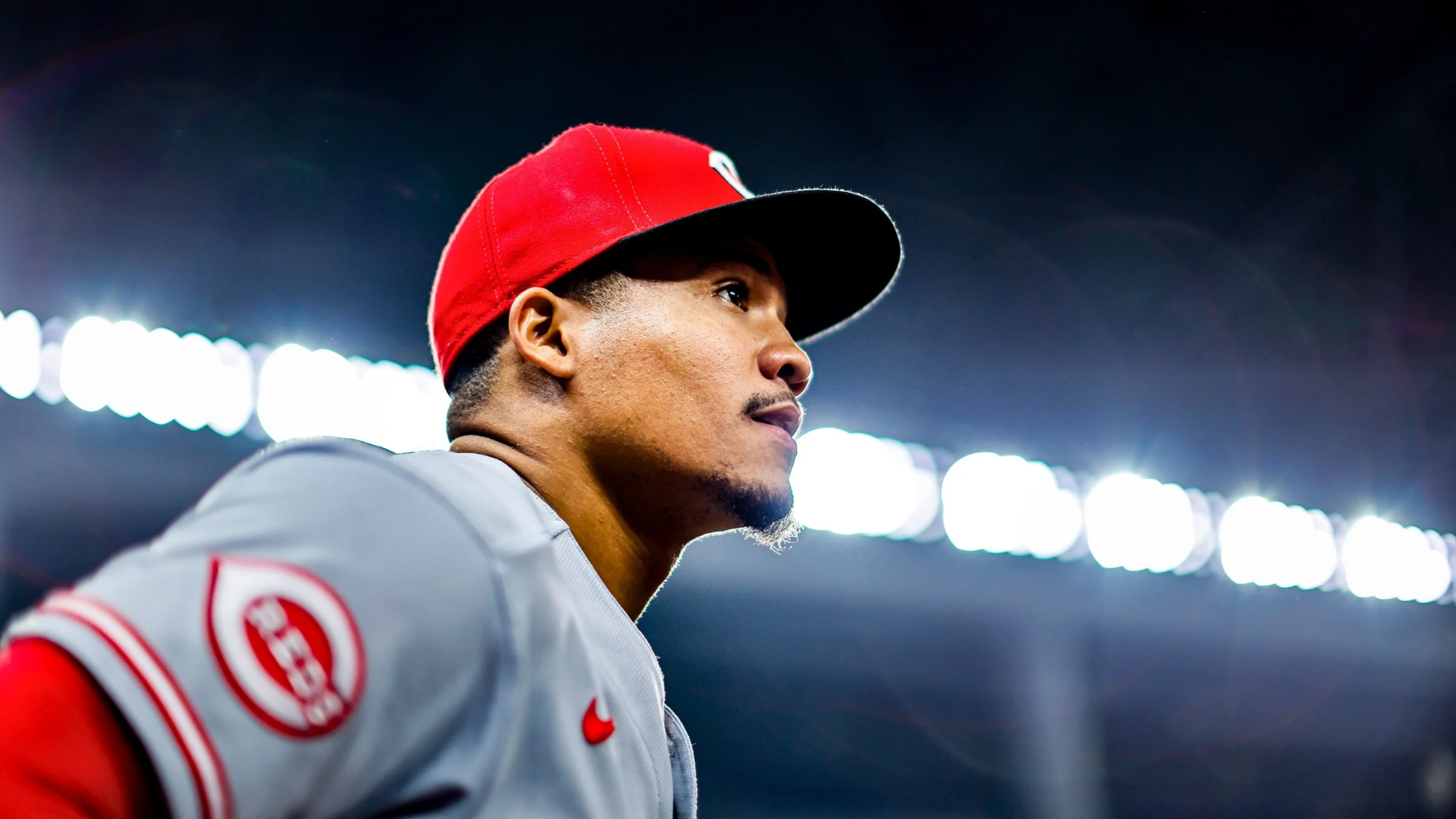 Noelvi Marte #4 of the Cincinnati Reds walks out from the dugout during the fourth inning against the Miami Marlins at loanDepot park on April 08, 2026 in Miami, Florida. (Photo by Carmen Mandato/Getty Images)
