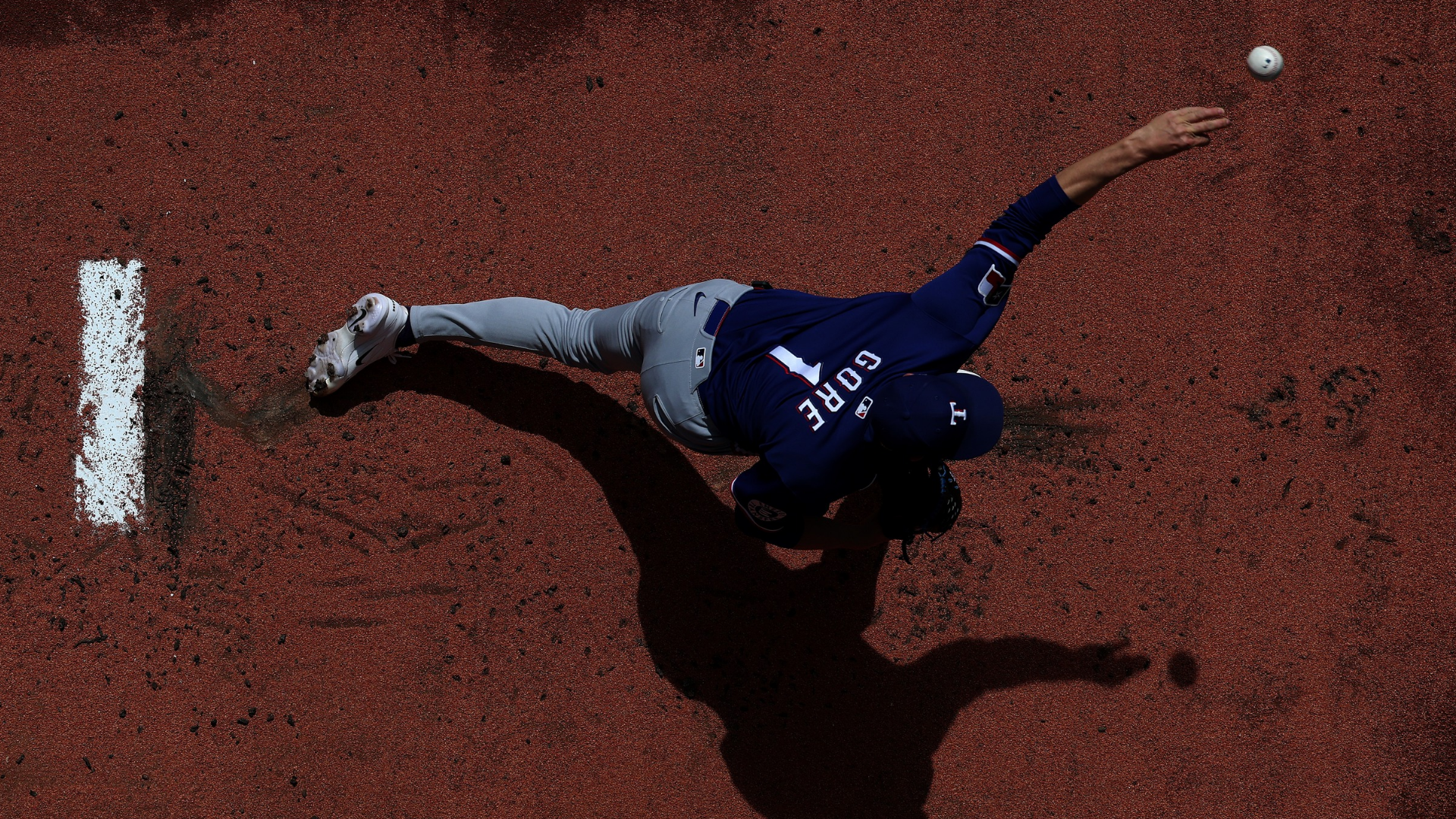 MacKenzie Gore #1 of the Texas Rangers warms up in the bullpen against the Seattle Mariners at T-Mobile Park on April 19, 2026 in Seattle, Washington. (Photo by Steph Chambers/Getty Images)