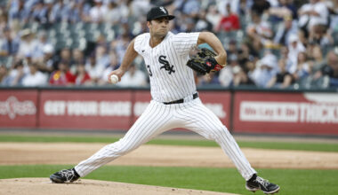 Jun 8, 2024; Chicago, Illinois, USA; Chicago White Sox starting pitcher Nick Nastrini (43) delivers a pitch against the Boston Red Sox during the first inning at Guaranteed Rate Field. Mandatory Credit: Kamil Krzaczynski-USA TODAY Sports