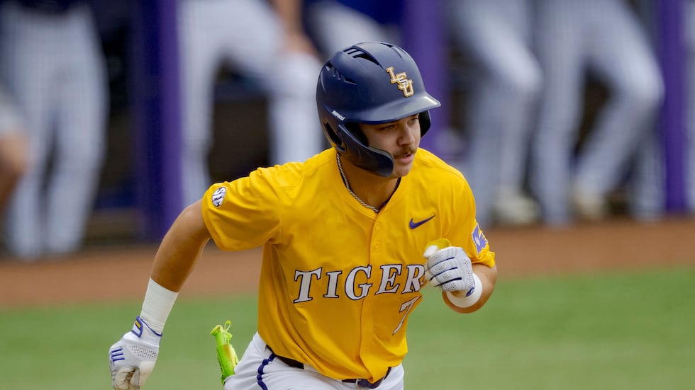 LSU utility Jake Brown (7) runs during an NCAA baseball game against North Alabama on Sunday,...