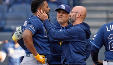 Rays' third baseman Junior Caminero leaves game vs. Guardians due to bruised jaw