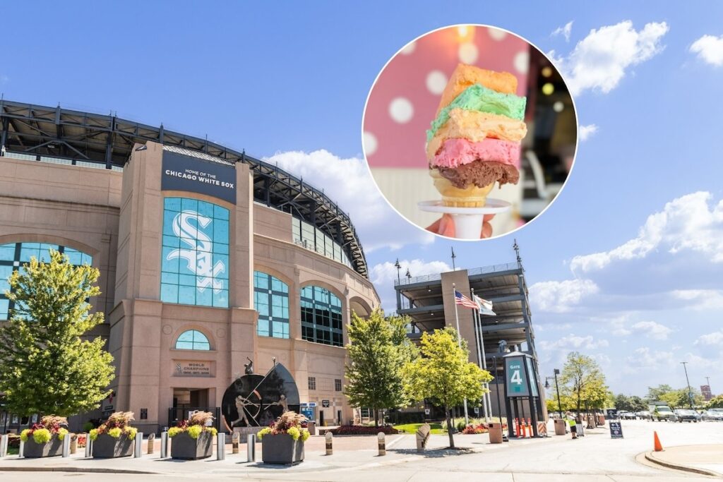 Rainbow Cone image over picture of Rate Field