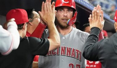 Reds chase Alcantara in 9th, beat Marlins 6-3 in 10th