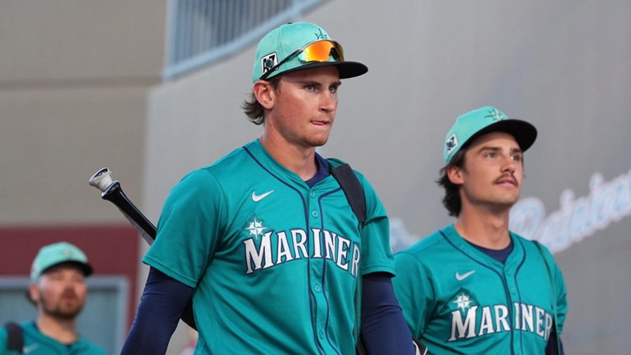 Seattle Mariners Colt Emerson walks to dugout 2026 spring training...