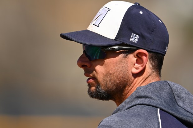 Former Colorado Rockies pitcher Jason Hirsh, now the head coach of Mullen High School's baseball program. Hirsh coaches practice at the high school's field on April 02, 2026, in Denver. (Photo by RJ Sangosti/The Denver Post)