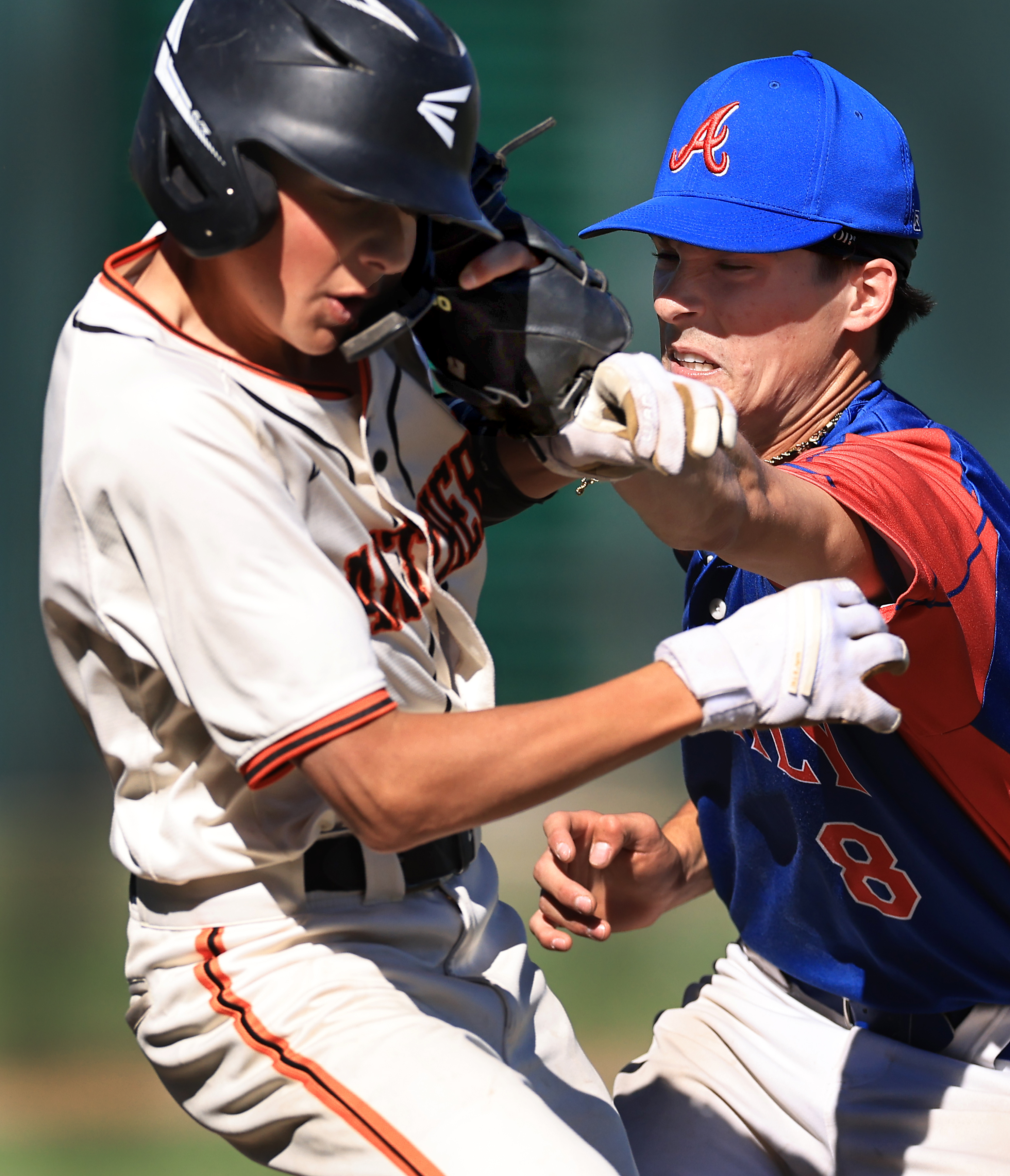 Analy first baseman Nicky Navarro tags out Micah Stiles of...