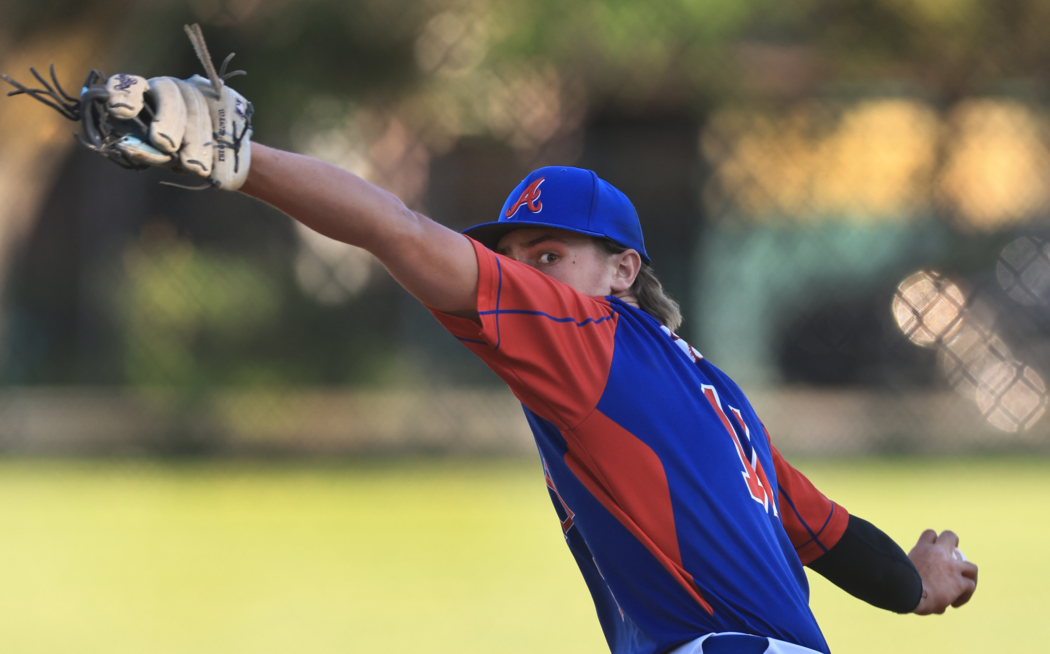 Gabe Franci of Analy, Friday, April 3, 2026, winds up...
