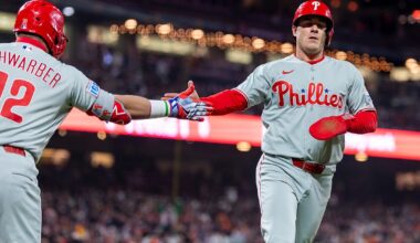 J.T. Realmuto departs Tuesday evening's Phillies-Giants game with bruised right foot - On Pattison
