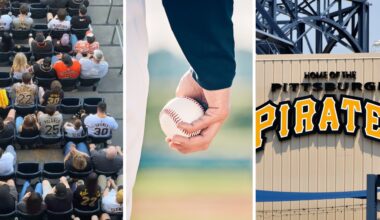 fan seats (l) baseball game (c) Pittsburgh Pirates game stadium (r)