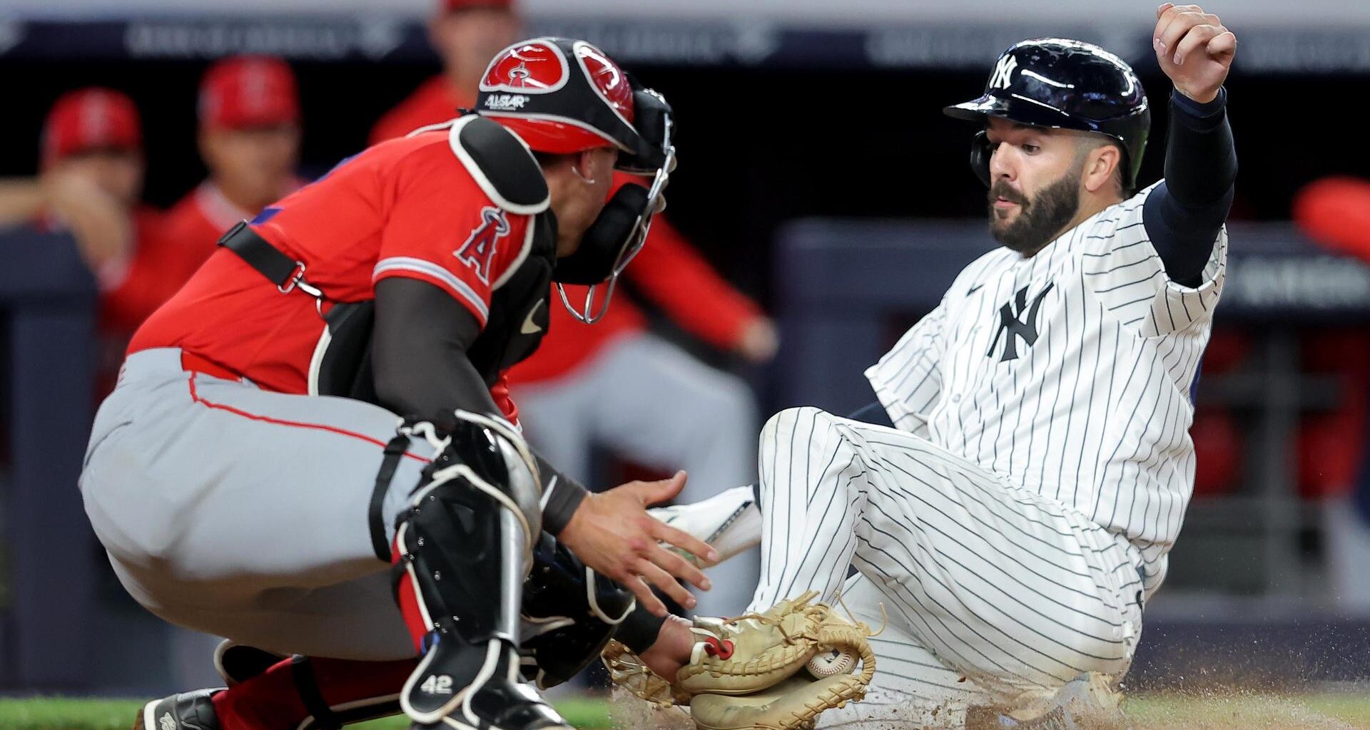 Angels botch popup in 9th and Yankees take advantage when Caballero's double gives them 5-4 win