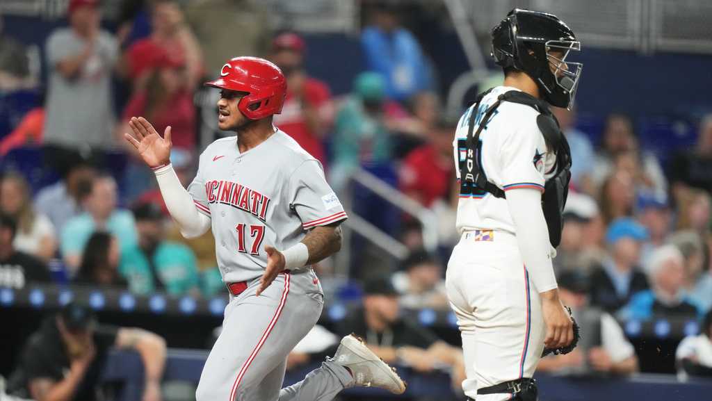 Reds chase Alcantara in 9th, beat Marlins in 10th for fifth straight win