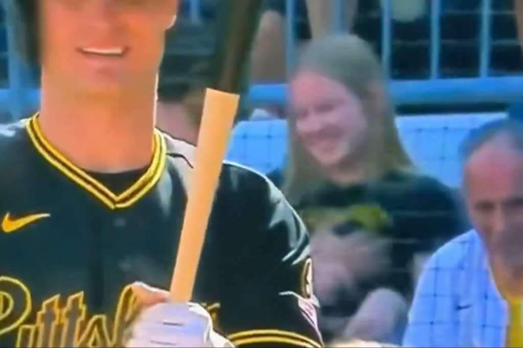 A pair of Pirates fans were caught in an awkward exchange during their game against the Nationals on Sunday. Screengrab via X/@PlayBracco