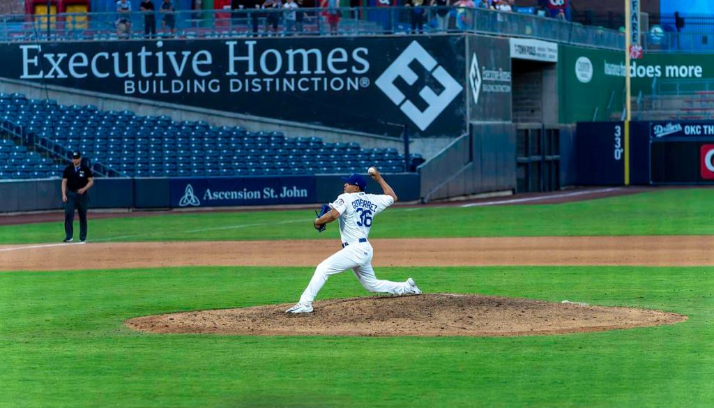 Tulsa Drillers relief pitcher Roque Gutierrez delivers a pitch against the Arkansas Travelers on Sept. 14, 2025.  