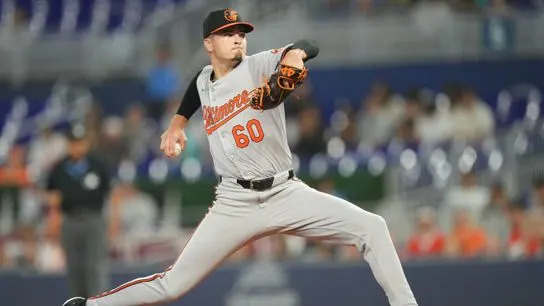 Baltimore Orioles starting pitcher Chayce McDermott (60) pitches against the Miami Marlins in the first inning at loanDepot Park. 