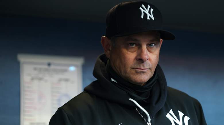 Yankees manager Aaron Boone looks on on a day when the team made a very quiet roster move.