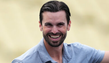 Mar 30, 2026; Los Angeles, California, USA; Los Angeles Dodgers general manager and executive vice president Brandon Gomes watches batting practice before the game against the Cleveland Guardians at Dodger Stadium. Mandatory Credit: Kirby Lee-Imagn Images