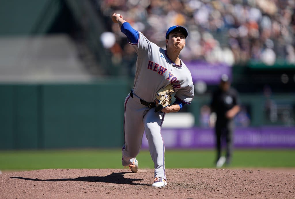 Kodai Senga #34 of the New York Mets pitches against the San Francisco Giants in the bottom of the fourth inning at Oracle Park on April 05, 2026 in San Francisco, California. Getty Images