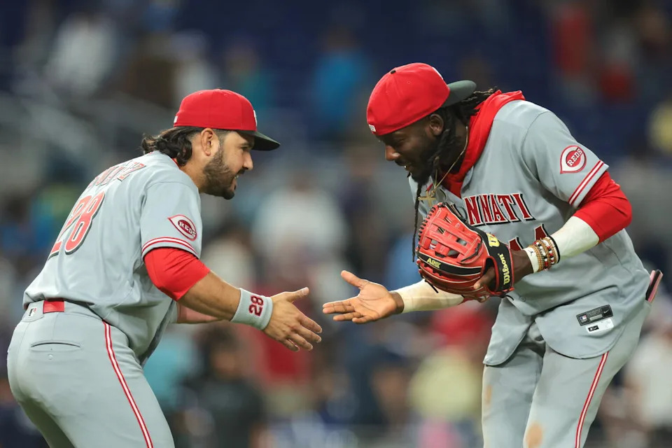 Cincinnati Reds shortstop Elly de la Cruz (44). © Sam Navarro-Imagn Images