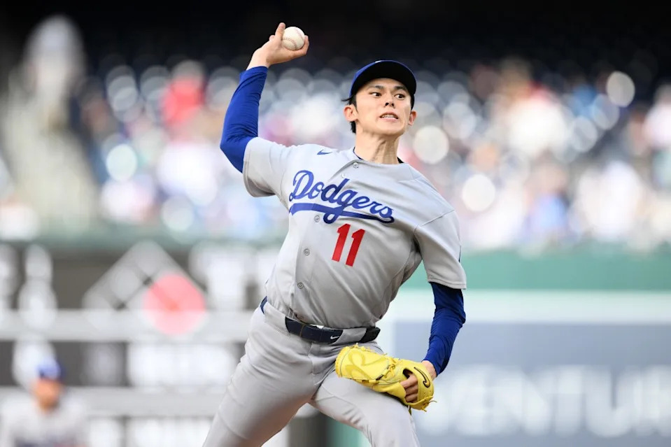 Sasaki’s outing against the Nationals has brought up lingering concerns about his place in the Dodgers’ pitching rotation. AP