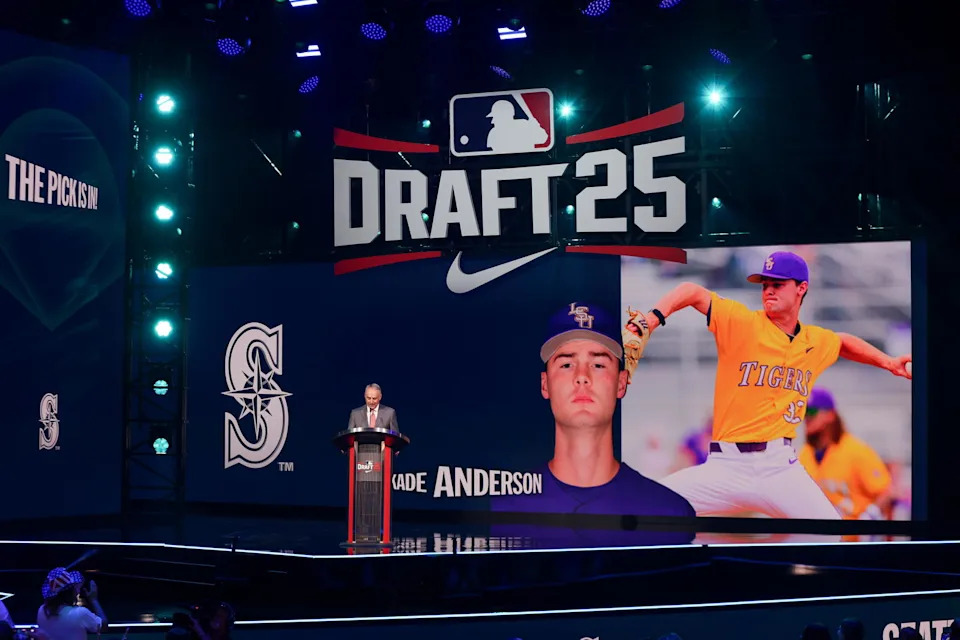 Kade Anderson is drafted by the Seattle Mariners with the third pick during the first round of the MLB Draft at The Coca-Cola Roxy. Brett Davis-Imagn Images