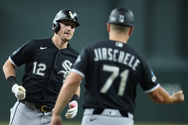 Colson Montgomery of the Chicago White Sox rounds the bases after hitting a solo home run against the Arizona Diamondbacks during the second inning at Chase Field on April 21, 2026, in Phoenix. (Christian Petersen/Getty Images)