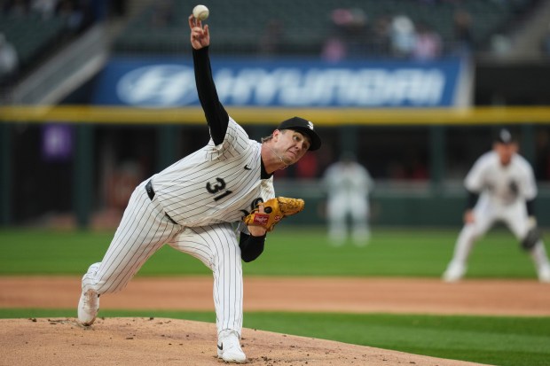 Chicago White Sox pitcher Grant Taylor throws against the Baltimore Orioles during the first inning of a baseball game Monday, April 6, 2026, in Chicago. (AP Photo/Erin Hooley)