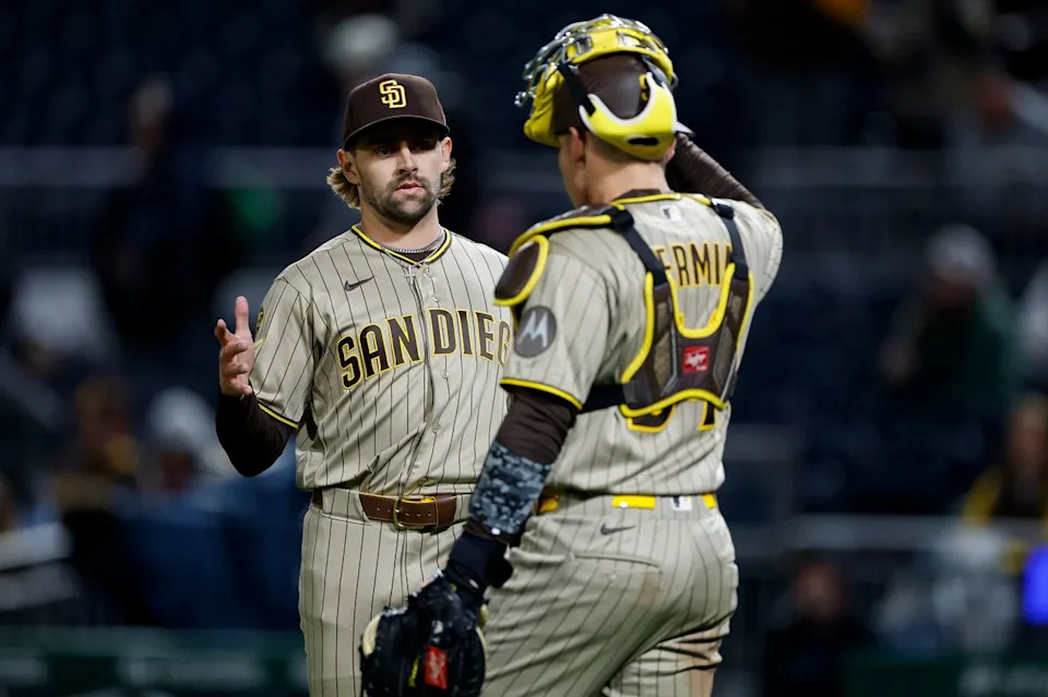 David Morgan #66 celebrates after a team victory over the Pirates at PNC Park on April 6, 2025 in Pittsburgh.