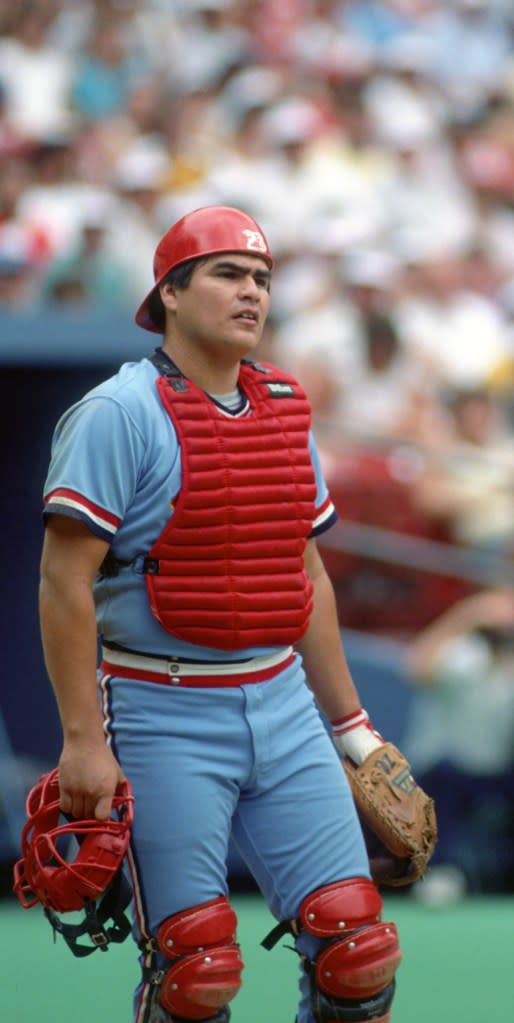 Catcher Tom Nieto #23 of the St. Louis Cardinals looks on from the field during a Major League Baseball game against the Pittsburgh Pirates at Three Rivers Stadium in 1984 in Pittsburgh, Pennsylvania. Getty Images