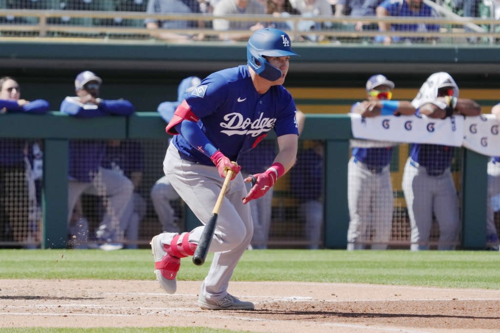 The Dodgers’ Ryan Ward made his MLB debut Sunday. Rick Scuteri-Imagn Images