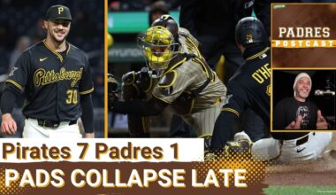 PADRES POSTCAST: SAN DIEGO PADRES Adrian Morejon Collapses in 8th Inning, PAUL SKENES + Bullpen Dominate, Pittsburgh Pirates Roll 7-1, Tie Series 1-1.