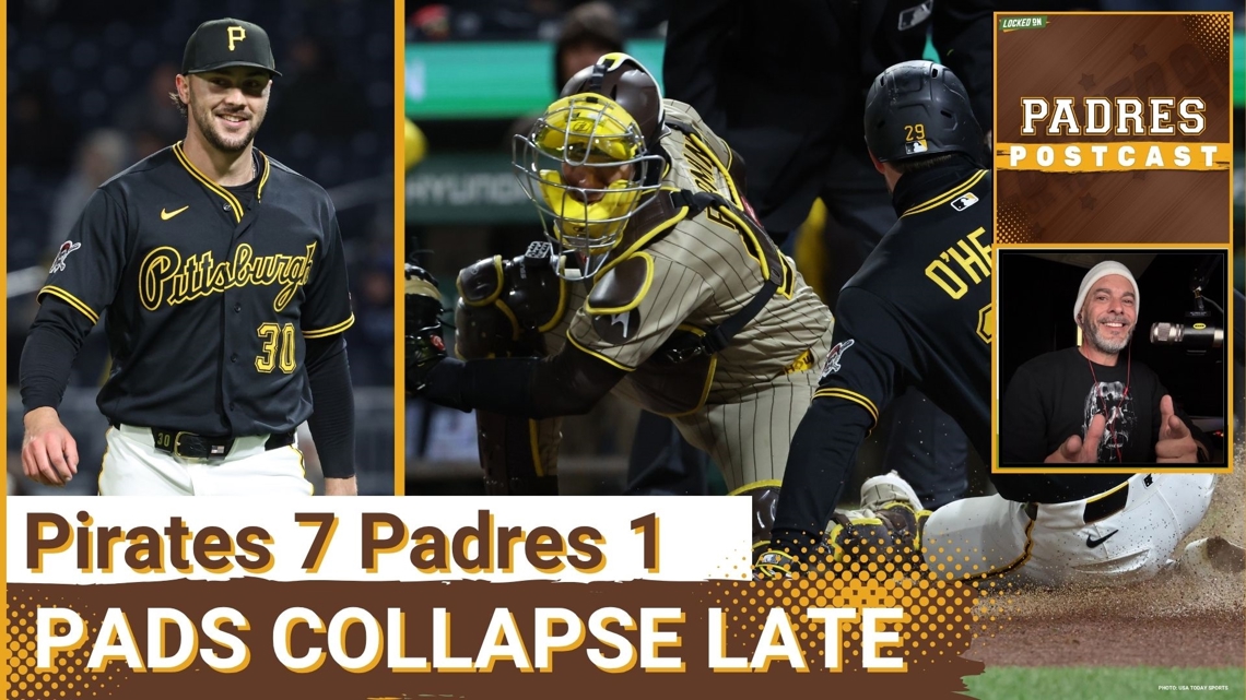 PADRES POSTCAST: SAN DIEGO PADRES Adrian Morejon Collapses in 8th Inning, PAUL SKENES + Bullpen Dominate, Pittsburgh Pirates Roll 7-1, Tie Series 1-1.