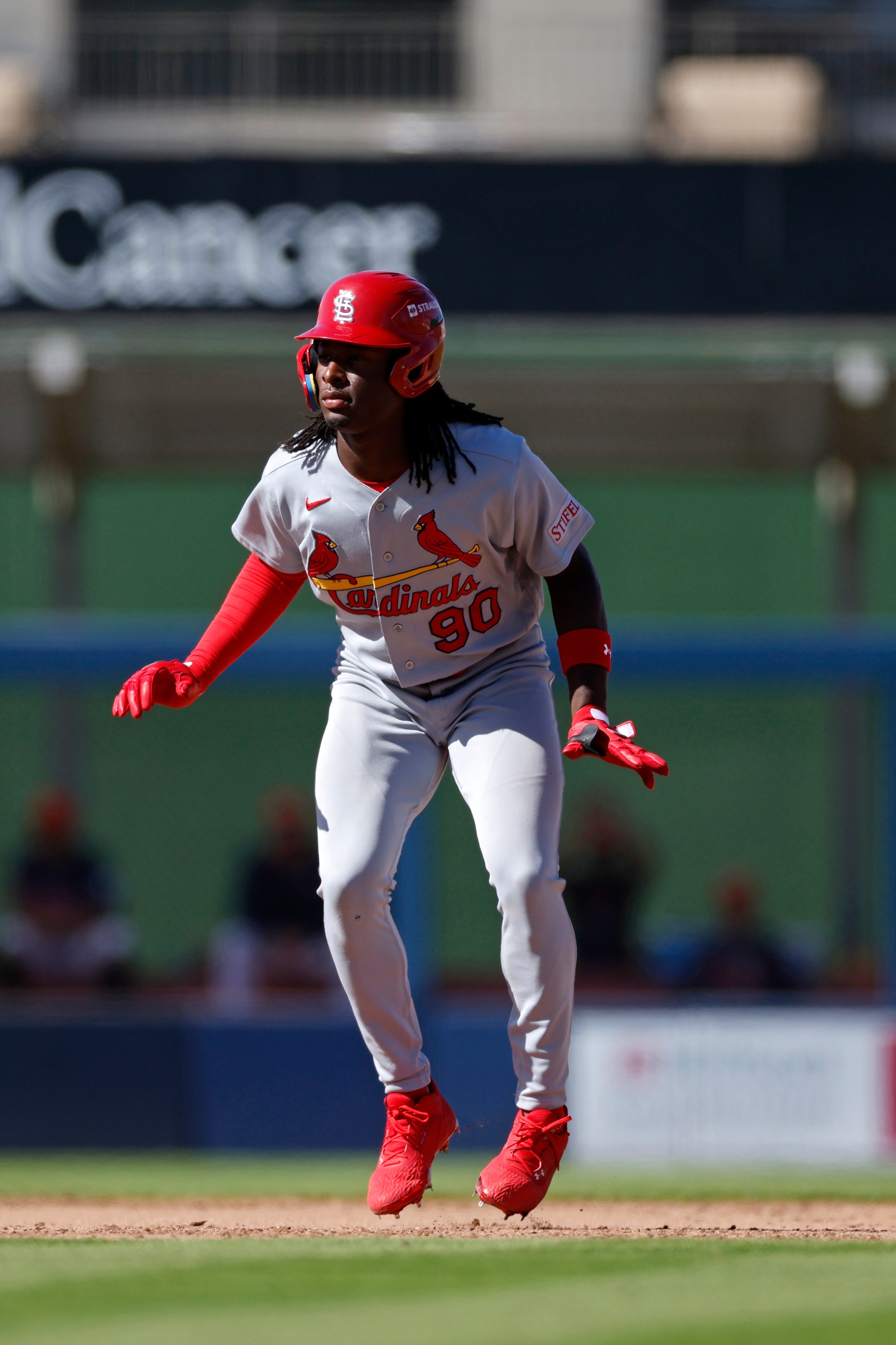 WEST PALM BEACH, FL - MARCH 09: Ryan Mitchell (90) of the St. Louis Cardinals runs the bases during a spring training game against the Houston Astros on March 09, 2026 at CACTI Park of the Palm Beaches in West Palm Beach, Florida. (Photo by Joe Robbins/Icon Sportswire via Getty Images)