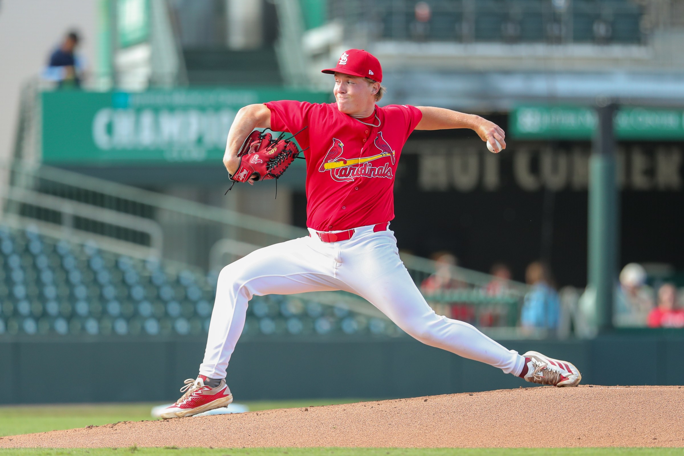 JUPITER, FL - MARCH 19: Liam Doyle #38 of the St. Louis Cardinals pitches during the game between the Washington Nationals and the St. Louis Cardinals at Roger Dean Chevrolet Stadium on Thursday, March 19, 2026 in Jupiter, Florida. (Photo by Jared Blais/MLB Photos via Getty Images)