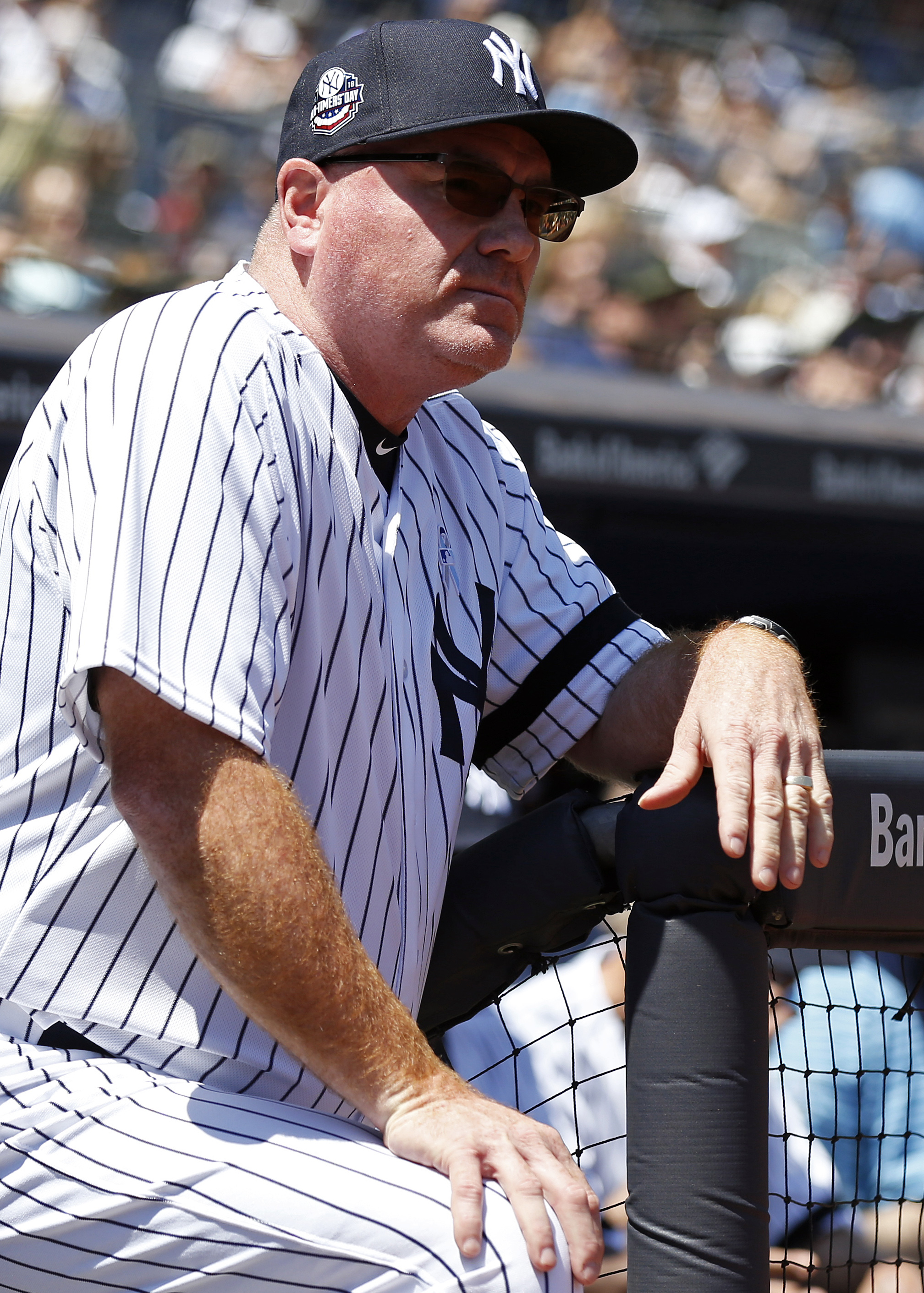 NEW YORK, NY - JUNE 17: Former player Scott Kamieniecki of the New York Yankees is introduced during the New York Yankees 72nd Old Timers Day game before the Yankees play against the Tampa Bay Rays at Yankee Stadium on June 17, 2018 in the Bronx borough of New York City. (Photo by Adam Hunger/Getty Images)