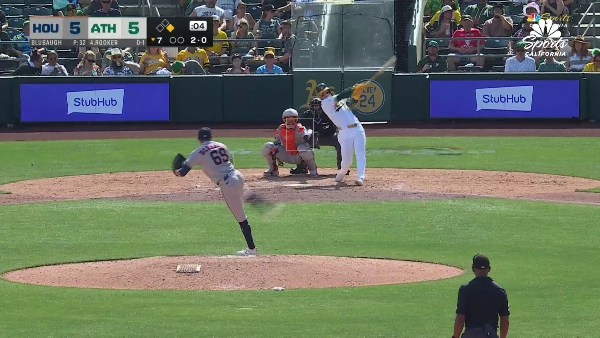 Brent Rooker's first homer of 2026 MLB season gives Athletics lead over Astros