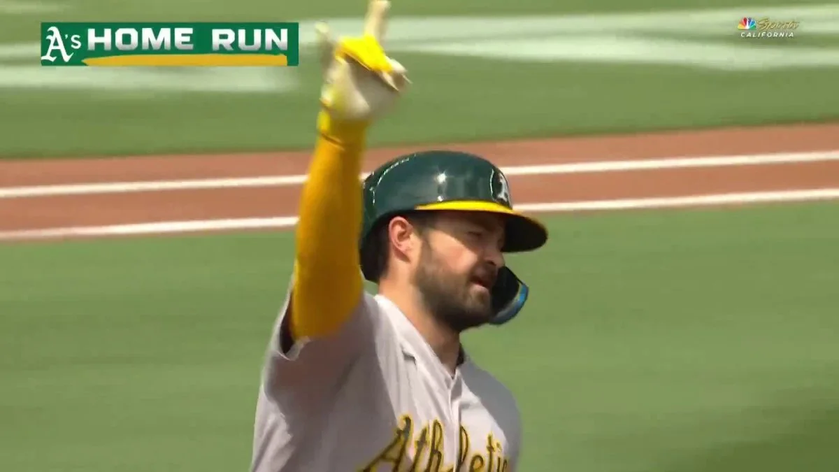 Athletics' Shea Langeliers belts fifth home run of the season vs. Braves