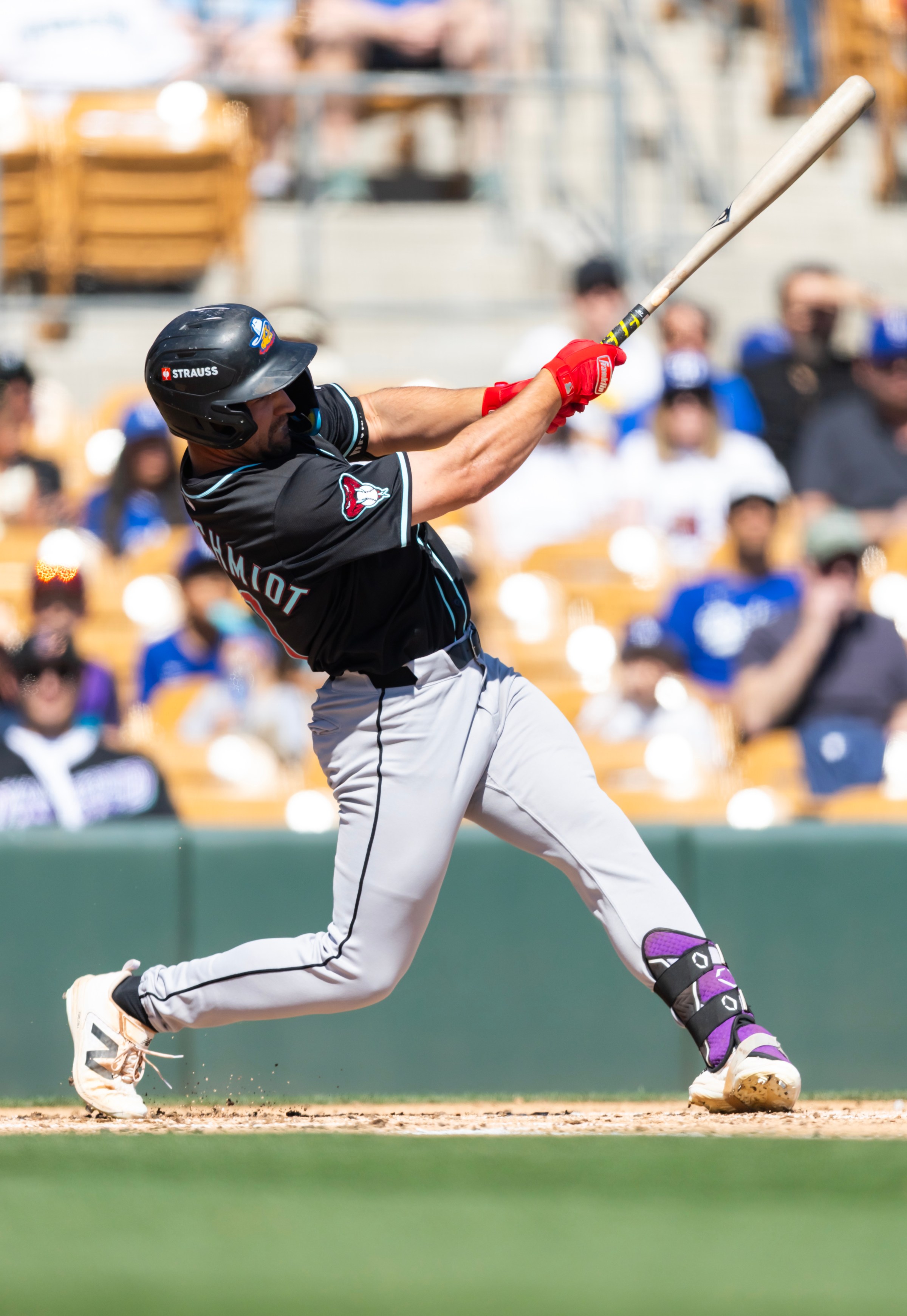 Mar 10, 2026; Phoenix, Arizona, USA; Arizona Diamondbacks outfielder Ryan Waldschmidt against the Los Angeles Dodgers during a spring training game at Camelback Ranch-Glendale. Mandatory Credit: Mark J. Rebilas-Imagn Images