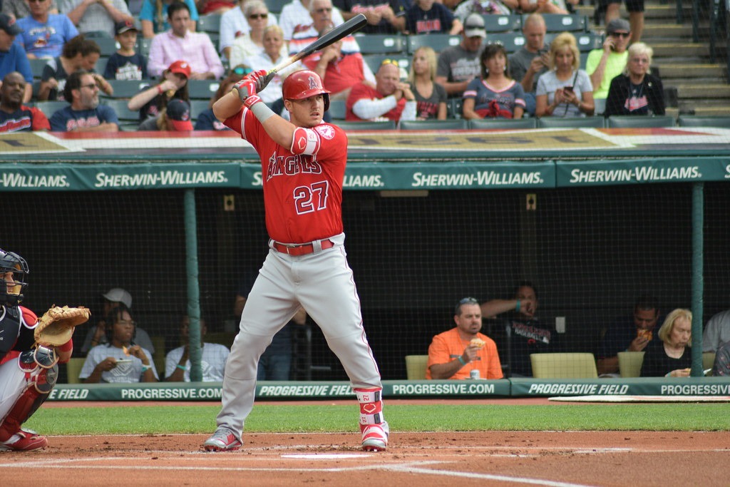 Mike Trout awaits the next pitch