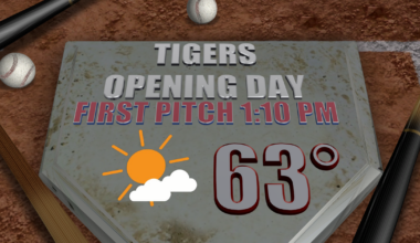 Warm, springlike temperatures for Detroit Tigers Opening Day at Comerica Park