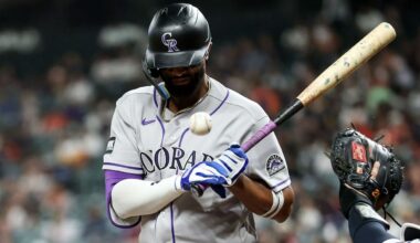 Rockies' Troy Johnston, Willi Castro exit after HBPs vs. Astros' Arrighetti