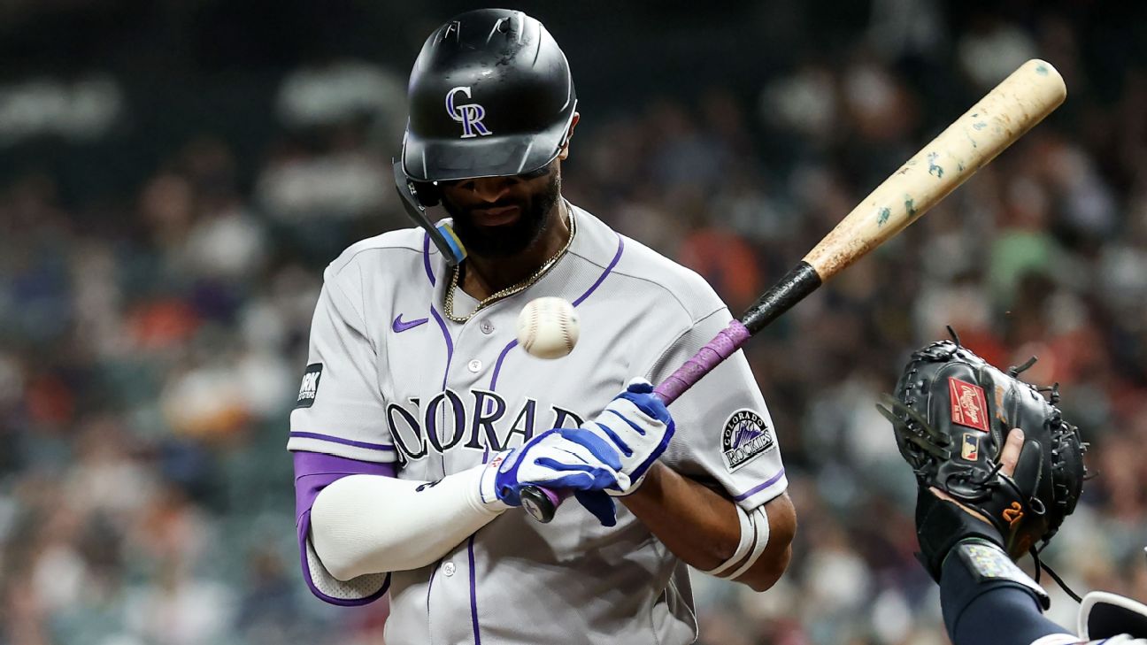 Rockies' Troy Johnston, Willi Castro exit after HBPs vs. Astros' Arrighetti